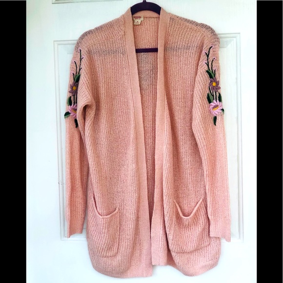 MOSSIMO supply co. Pink embroidery cardigan